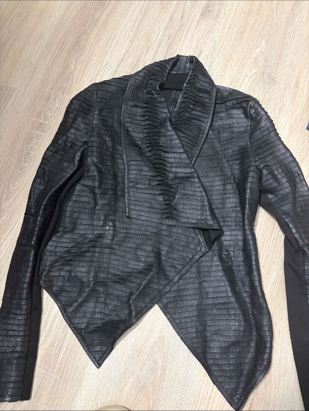 SCOOP NYC Women’s Black Draped Moto Jacket Genuine Leather size S